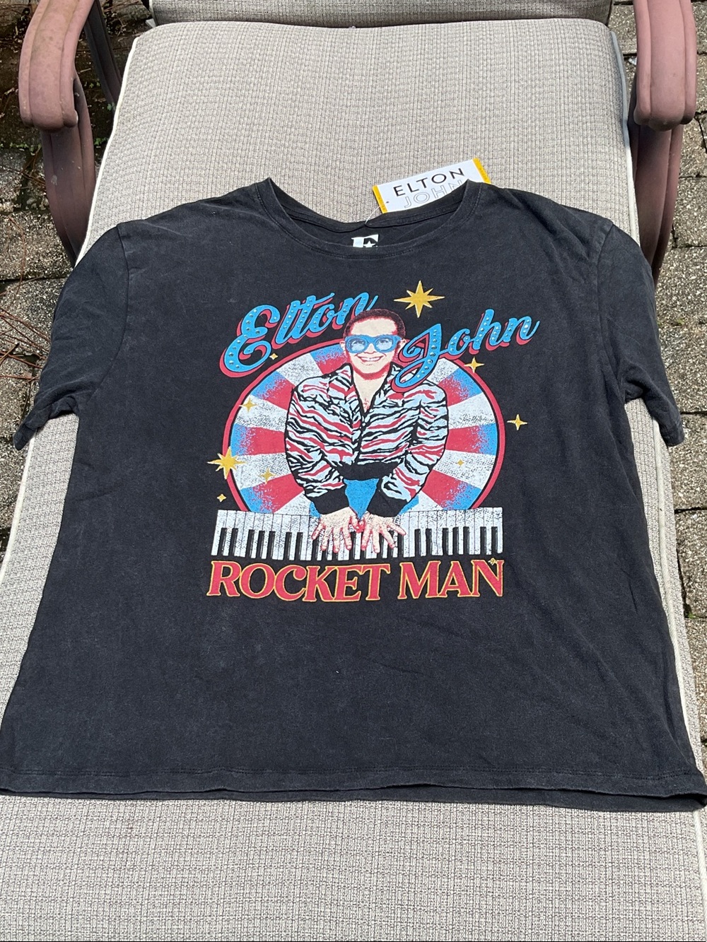 Elton John Rocket Man Graphic Tee - Black